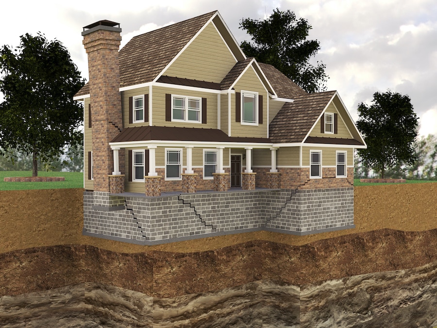 Push piers on foundation diagram