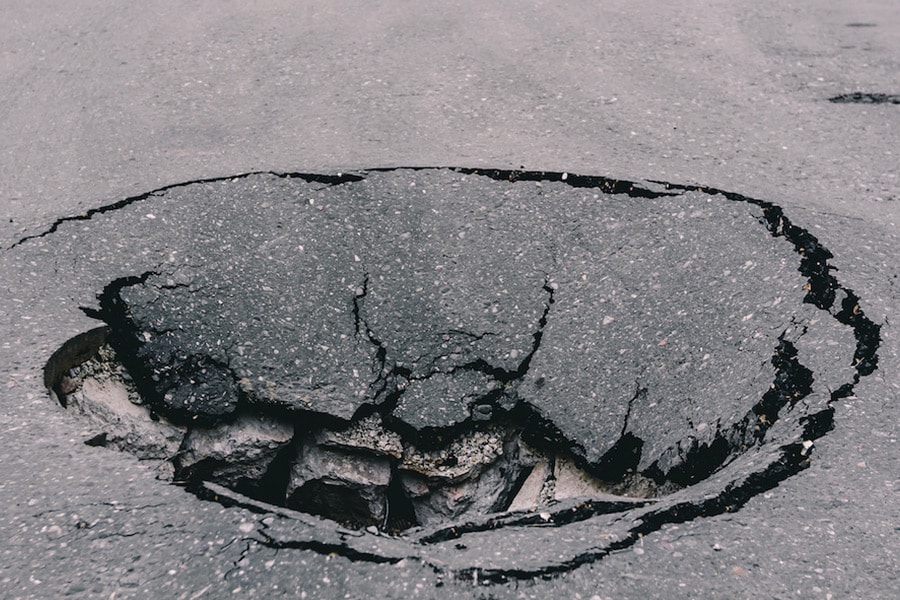 Sink hole in road