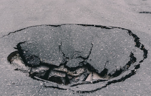 pothole in road